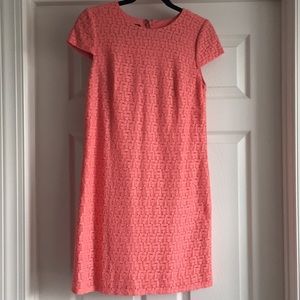 Peach cap sleeve sheath dress